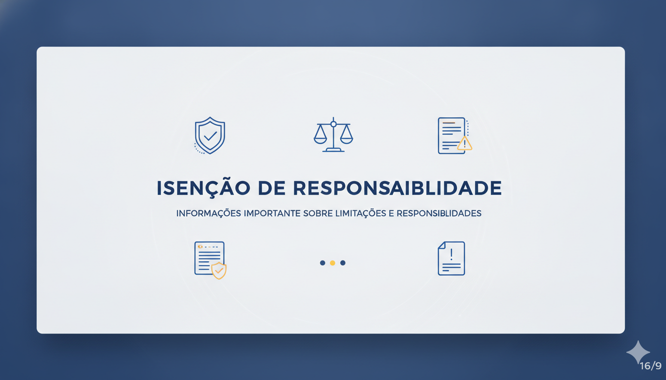 Isenção de Responsabilidade 1 Isenção de responsabilidade: informações importantes sobre limitações e responsabilidades
